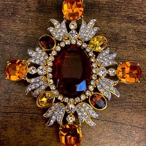 Kenneth Lane Authentic Maltese Gem and Rhinestone Brooch/Pendant